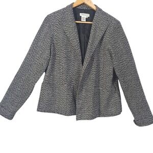 Coldwater Creek Womens Jacket Tweed Blazer Size PM Black White Textured‎